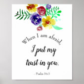 詩篇56:3私が聖書の聖句の水の色を恐れているとき ポスター (正面)