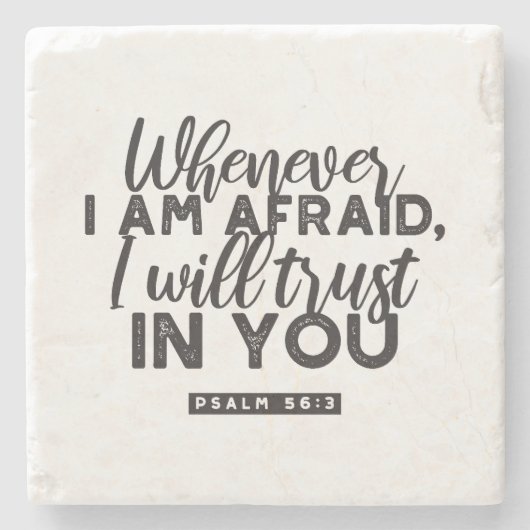 詩篇56:3聖書の聖句アート「わたしはあなたを信頼する」 ストーンコースター (正面)