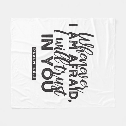 詩篇56:3聖書の聖句アート「わたしはあなたを信頼する」 フリースブランケット (正面(横))