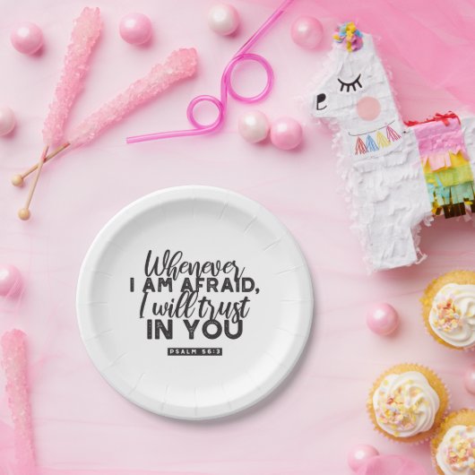 詩篇56:3聖書の聖句アート「わたしはあなたを信頼する」 ペーパープレート (パーティー)