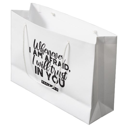 詩篇56:3聖書の聖句アート「わたしはあなたを信頼する」 ラージペーパーバッグ (正面アングル)