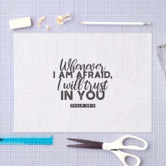 詩篇56:3聖書の聖句アート「わたしはあなたを信頼する」 薄葉紙 (クラフト)
