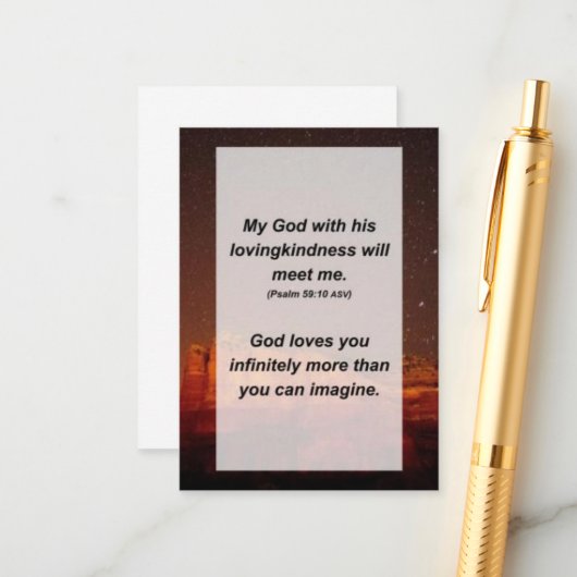 詩篇59:10私の神と彼の愛なる親切は私に来る エンクロージャーカード (正面/裏面インサイチュ)
