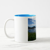 詩篇59:16しかし私は汝の力を歌おう。 ツートーンマグカップ (左)