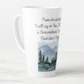 詩篇61:2私を岩の聖書の聖句に導きなさい カフェラテマグ (左アングル)