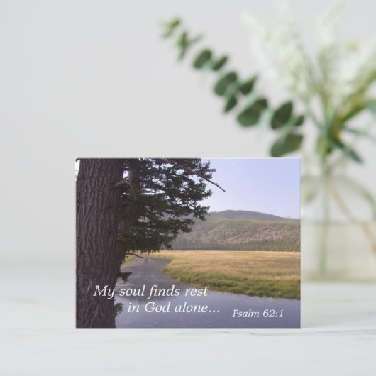 詩篇62:1私の魂は神のみによって安らぎを得る ポストカード (スタンド正面)