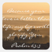 詩篇63:3聖書聖句風景風景写真 スクエアシール (正面)