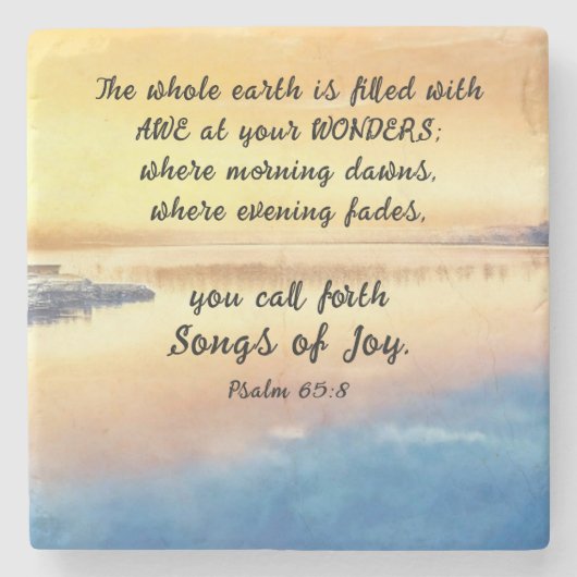 詩篇65:8あなたは喜びの聖句を呼び出す ストーンコースター (正面)
