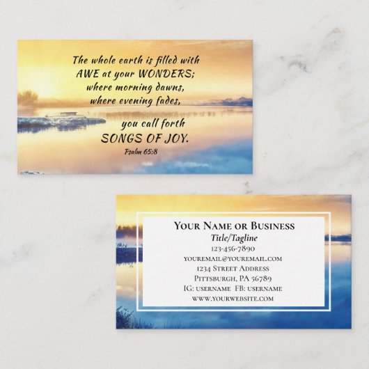 詩篇65:8あなたは喜びの聖句を呼び出す 名刺 (正面/裏面)