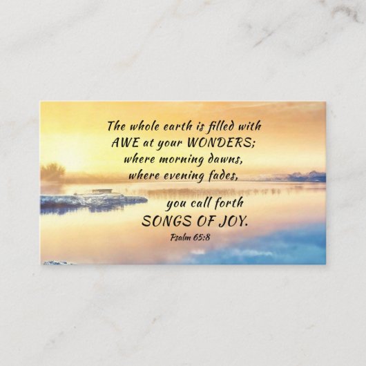 詩篇65:8あなたは喜びの聖句を呼び出す 名刺 (正面)