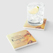 詩篇71:14私は常に希望メープルの葉を持つ ストーンコースター (横)