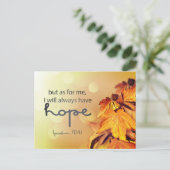 詩篇71:14私は常に希望メープルの葉を持つ ポストカード (スタンド正面)