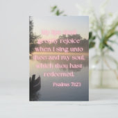 詩篇71:23 KJVバイブル聖句Pic Flat Greeting カード (スタンド正面)