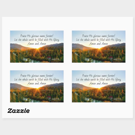 詩篇72:19地を神の栄光と共に造らせよ 長方形シール (シート)