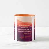 詩篇72:2 KJV聖書の詩Pic 2トーンのマグカップ マグカップ (中央)