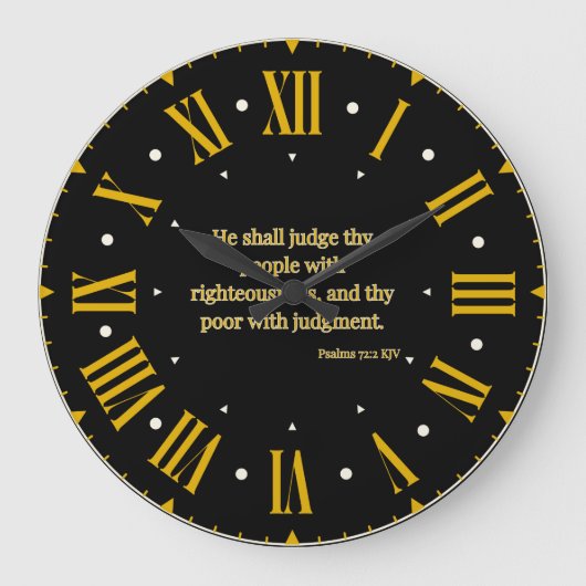 詩篇72:2 KJV聖書ローマ数字II ラージ壁時計 (正面)