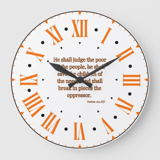 詩篇72:4 KJV聖書Verse IIローマ数字 ラージ壁時計 (正面)