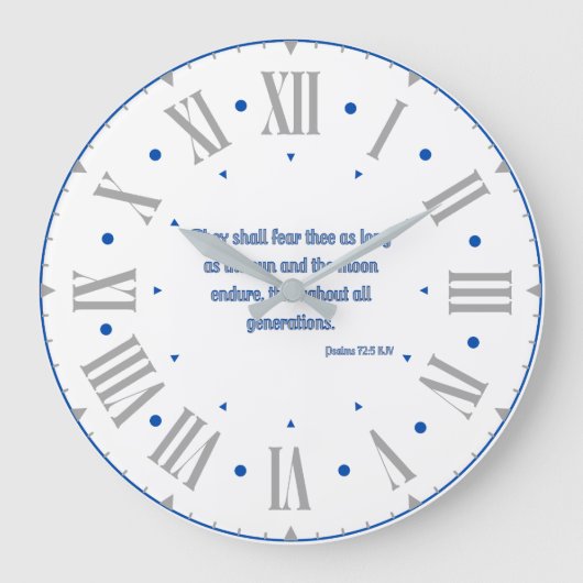 詩篇72:5 KJV聖書Verse IIローマ数字 ラージ壁時計 (正面)