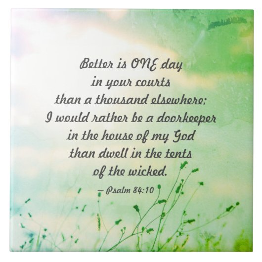 詩篇84:10あなたの裁判所で一日の良い タイル (正面)