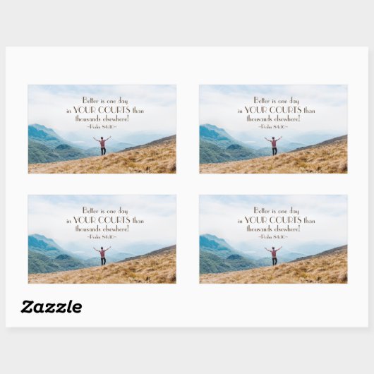 詩篇84:10あなたの裁判所の聖書の中の一日よりよい 長方形シール (シート)