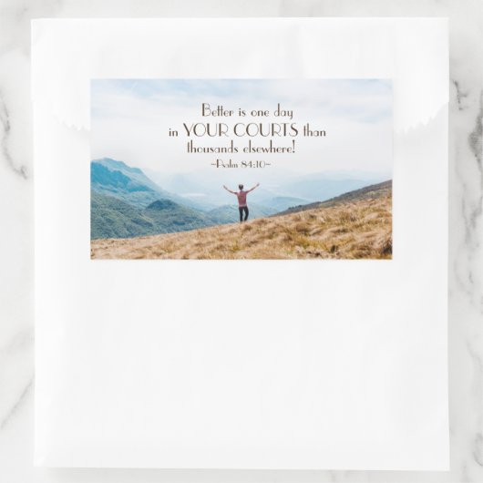 詩篇84:10あなたの裁判所の聖書の中の一日よりよい 長方形シール (バッグ)