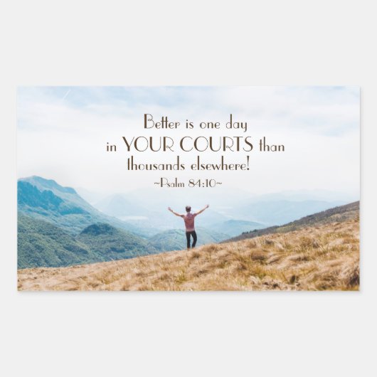 詩篇84:10あなたの裁判所の聖書の中の一日よりよい 長方形シール (正面)