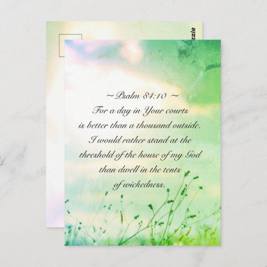 詩篇84:10あなたの裁判所の聖書の節の一日のために ポストカード (正面/裏面)