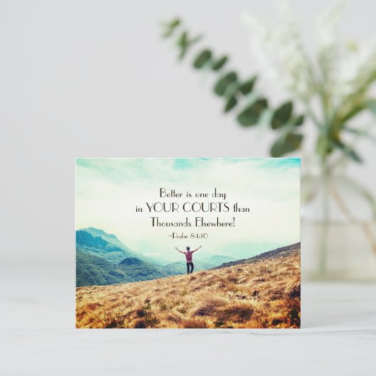 詩篇84:10 あなたの宮で過ごす一日はどこよりも良い ポストカード (スタンド正面)