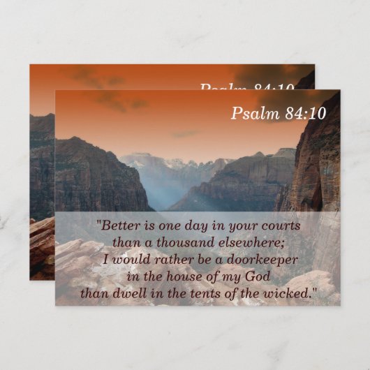 詩篇84:10 Scripture Memory Card ポストカード (正面/裏面)