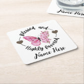 詩篇88:4高賛美名カスタム蝶 スクエアペーパーコースター (アングル)