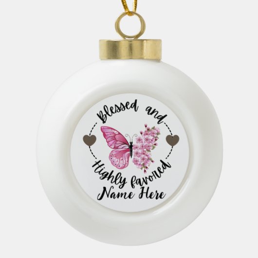 詩篇88:4高賛美名カスタム蝶 セラミックボールオーナメント (正面)