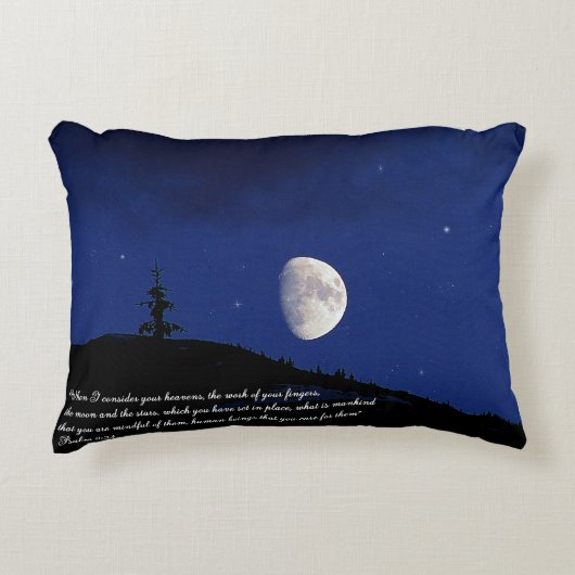 詩篇8:3,4聖なる書物、 経典 感動的 アクセントクッション (正面)