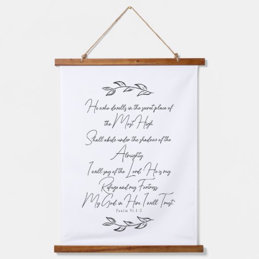 詩篇91ボタニカル・クリスチャンとバイブル葉アート 吊り下げ型タペストリー (正面)