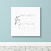 詩篇91モダン白黒フェザー聖句 キャンバスプリント (インサイチュ (ウッドフロア))