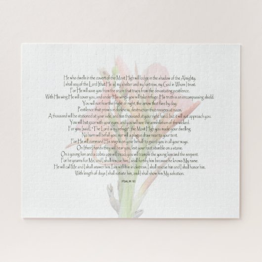 詩篇91ユリの花私の神は私が信頼している ジグソーパズル (横)