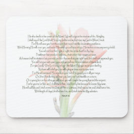 詩篇91ユリの花私の神は私が信頼している マウスパッド