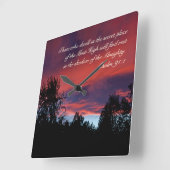 詩篇91秘密の場所に住む人々 スクエア壁時計 (傾斜)