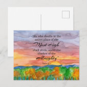 詩篇91章の兵士の聖句 バイブル 夕焼け ポストカード (正面/裏面)