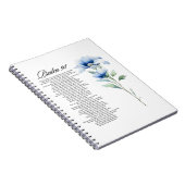 詩篇91章 水彩 青い花 聖書の言葉 ノートブック (右側)
