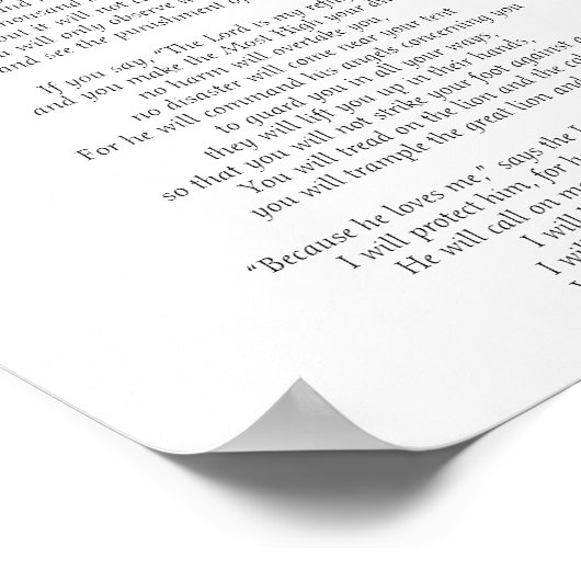 詩篇91聖なる書物、 経典主は私の皈依である ポスター (角)