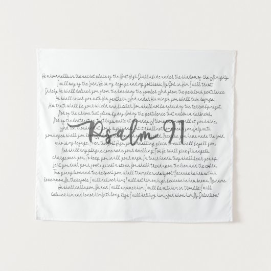 詩篇91聖書アート手書きタペストリー タペストリー (正面(横))