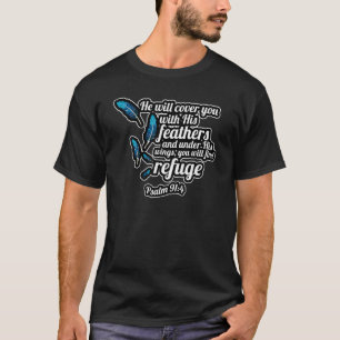 詩篇914彼は彼の羽Biblであなたをカバー Tシャツ