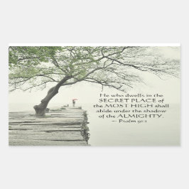詩篇91:1秘密の場所に住む者 長方形シール