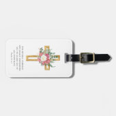 詩篇91:11聖書聖句ペオニー十字架 ラゲッジタグ (正面横)