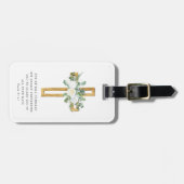 詩篇91:11聖書聖句ホワイト牡丹フローラ十字架 ラゲッジタグ (正面横)