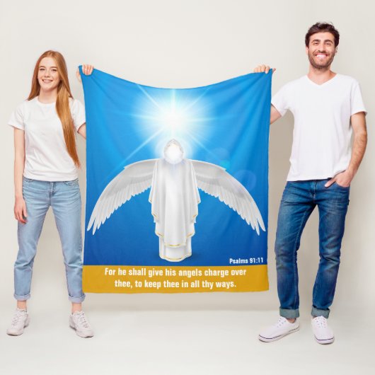 詩篇91:11 – 信仰フリースブランケット、50"x60" フリースブランケット (インサイチュ)