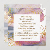 詩篇91:14-15主は私が聖書のカードを救うと言う (正面/裏面)