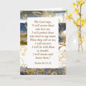 詩篇91:14-15主は私が聖書を救うと言われる カード (黄色い花)