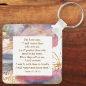 詩篇91:14-15主は私が聖書を救うと言われる キーホルダー (裏面)