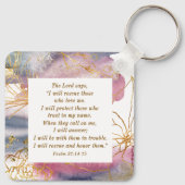 詩篇91:14-15主は私が聖書を救うと言われる キーホルダー (裏面)